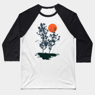 Minimalist Abstract Nature Art #37 Thin Shrubs or trees Baseball T-Shirt